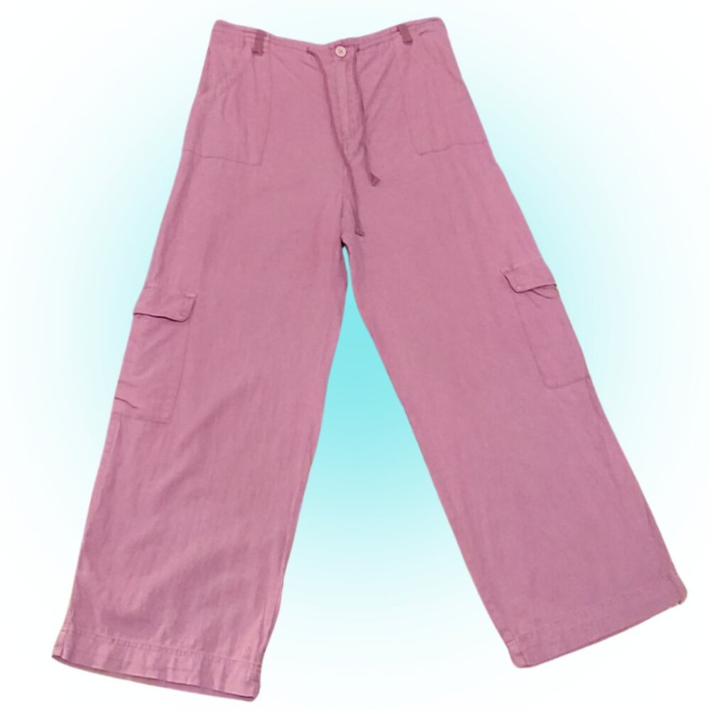 COMFY SINCERLY JULES LINEN BLEND WOMEN'S CARGO PANTS EUC XL